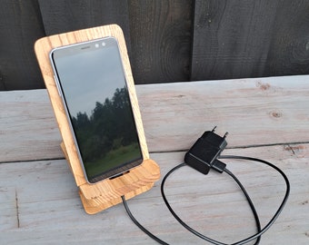 Wooden handmade Phone stand,phone holder, gift for dad, gift for husband, ash wood phone stand,  Office Decor for Men, Housewarming Gift