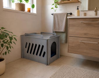 Modern Plywood Cat Litter Box Cover: Stylish Pet Furniture