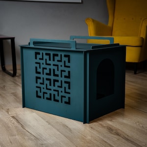 Modern Plywood Cat Litter Box Enclosure: Stylish Pet Furniture