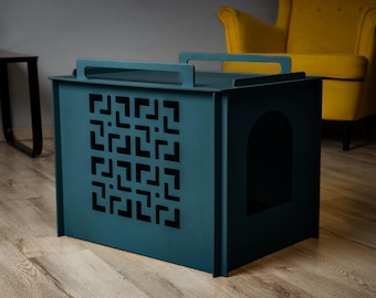 Modern Plywood Cat Litter Box Enclosure: Stylish Pet Furniture