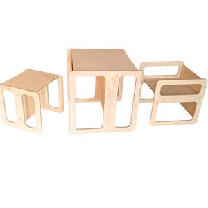 Montessori Table and Chair Set: Baltic Birch Kids Furniture