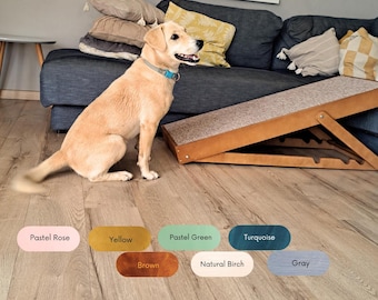 Foldable Wooden Pet Ramp: Dog & Cat Stairs, Adjustable Height