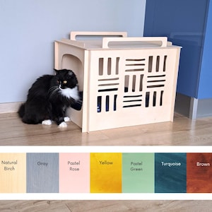 Modern Plywood Cat Litter Box Cover: Decorative Pet Furniture