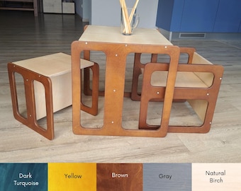 Montessori Table & Chair – Baltic Birch Kids Furniture, Available as Set or Individual Pieces in 3 Sizes (Small, Medium, Large)
