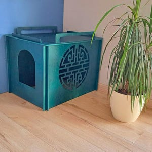 Modern Plywood Cat Litter Box Cover: Stylish Pet Furniture