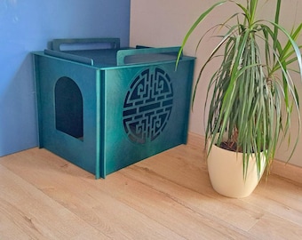 Modern Plywood Cat Litter Box Cover: Stylish Pet Furniture