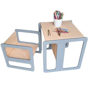 Montessori Table and Chair Set: Baltic Birch Adjustable Furniture