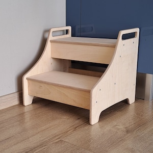 Two-Step Wooden Step Stool: Kitchen & Bathroom Aid
