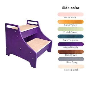Step stool for adults, toddlers, wooden step stool, two steps, use in kitchen, use in bathroom, kitchen help, toddler bathroom step stool