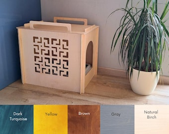 Litter box cover, wooden pet litter cabinet, stylish animal furniture