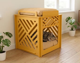 2-Floor Pet Crate: Baltic Birch Cat & Small Dog House