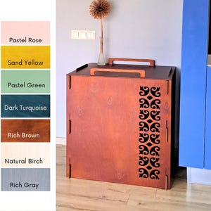Plywood Cat Litter Box Cover: Modern Pet Furniture for Litter Robot