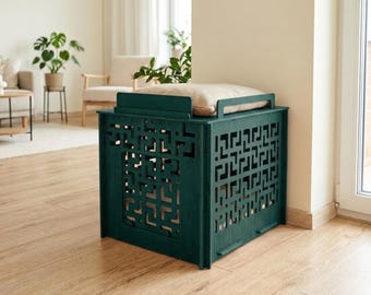 Modern Wooden Pet House with Door: 2-Floor Cat & Dog Crate