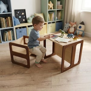 Montessori Nesting Table & Chair: Baltic Birch Kids Furniture
