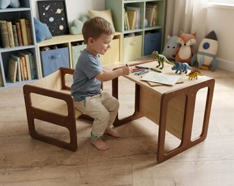 Montessoribord och stol: Baltic Birch barnmöbler