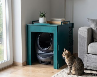 Modern Plywood Cat Litter Box Cover: Fits Litter-Robot 5, 4 & EVO