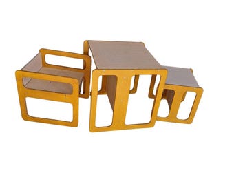 Montessori Cube Chair and Table Set: Baltic Birch Plywood Furniture