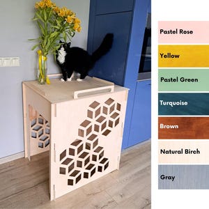 Plywood Cat Litter Box Cover: Modern Pet Furniture for Litter Robot & Neakasa