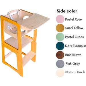 Tower Transformable for kids, toddler, 3 in 1 Kitchen Tower : High chair, learning step stool, kids desk. Montessori furniture