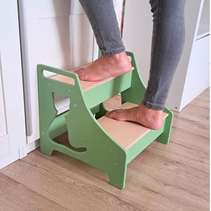 Tabouret 2 marches en bois pour salle de bain et cuisine pour tout-petits, adultes, marches de salle de bain, escalier de cuisine pour enfants, meubles Montessori