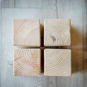 Wooden cube 3,5&#39;, set of 4  cubes - pine, solid wood, sanded, unfinished, burned, cubes for colouring, cubes for crafting, cubes