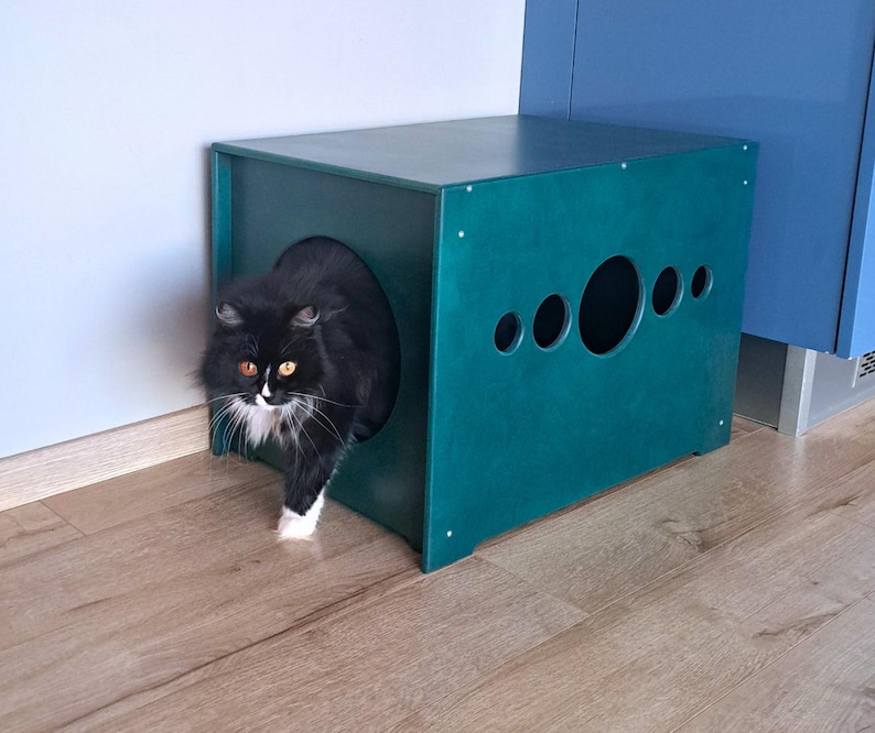Hidden Cat Litter Box Bench: Modern Wooden Pet Furniture