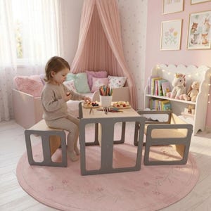 Montessorimöbler i plywood för barn – Bord och stolar i baltisk björk, finns som set eller individuellt i 3 storlekar