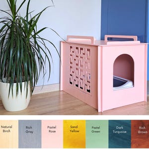Modern Plywood Cat Litter Box Cover: Stylish Pet Furniture