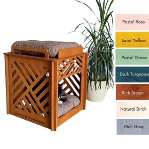 Luxury 2-Story Cat House: Modern Wooden Pet Bed