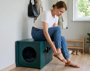 Stable Corridor Bench, Hallway Bench Cat Litter Box Cover: Baltic Birch Pet Furniture