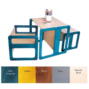 Montessori Satztisch & Würfelstuhl, Erhältlich als Set oder Einzeln in 3 Größen, Kindermöbel aus baltischer Birke