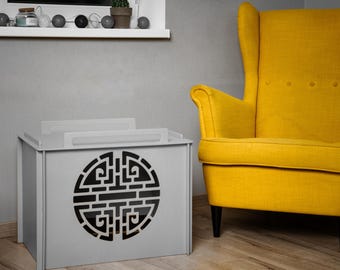 Recinto moderno de caja de arena para gatos de madera contrachapada, inodoro decorativo para gatos