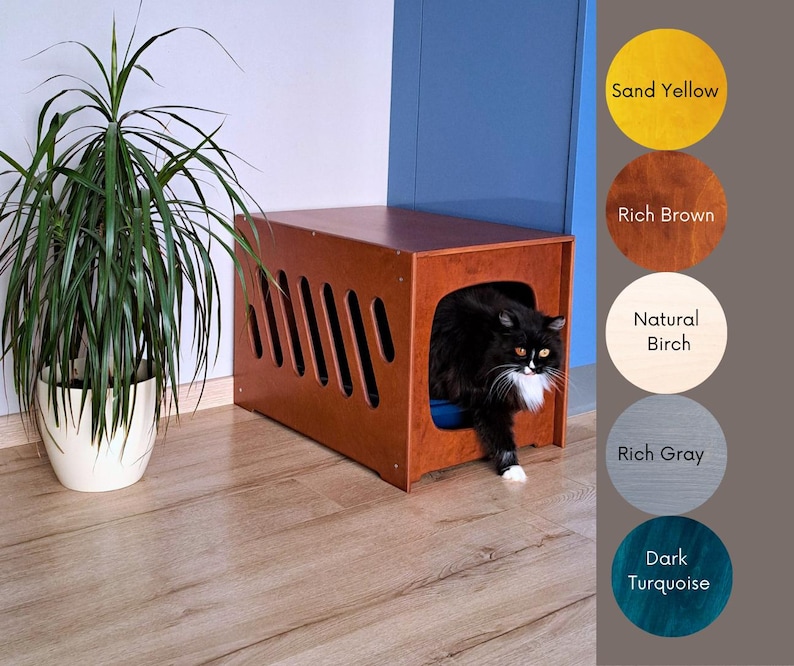 Modern Hallway Bench Cat Litter Box Cover: Baltic Birch Pet Furniture