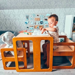 Montessori Table and Chair Set: Baltic Birch Kids Furniture