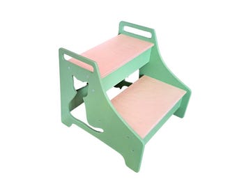 Plywood Two-Step Stool: Toddler, Adult & Pet Step Bench