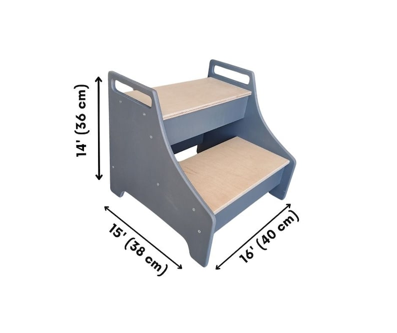 Adults & Kids Multipurpose Wooden 2 Step Stool, Kitchen Help Stool