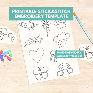 Kids Stick and Stitch Printable Embroidery Designs Kids HandEmbroidery Patterns Printable Toddler Activities Embroidery Homeschool Craft