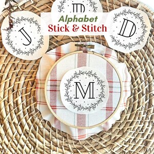 Alphabet Stick and Stitch Kit HandEmbroidery Patterns Personalized Letter Hand Embroidery Stick Stitch Monogram HandEmbroidery Patterns