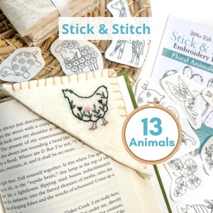 Stick and Stitch Animals Embroidery Designs Washaway Embroidery Stabilizer  Floral Animal Stick N Stitch Embroidery Kit Animal Designs 