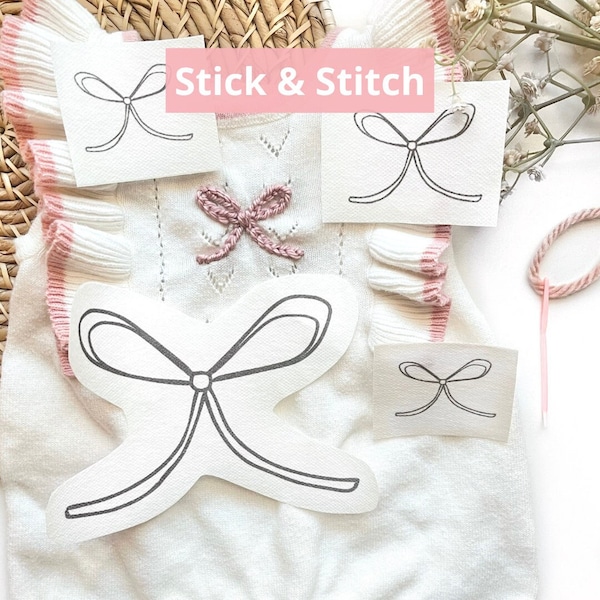 Bow Stick and Stitch Embroidery Bows Baby DIY Gifts Femininity Embroidery Baby Girl Embroidered Baby Gifts DIY Baby Crafts HandEmbroidery