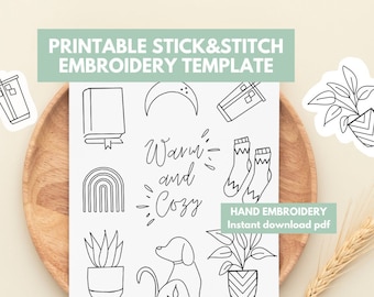 Printable Stick and Stitch Embroidery Patterns Download Comfy Sewing Pattern Image Download Stick and Stitch Print Sheet Embroidery Images