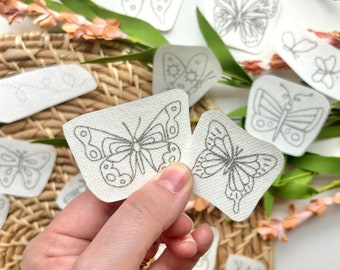 Butterfly Stick and Stitch Embroidery Insects Hand Embroidery Patterns for Clothing Embroidery Stick Stitch Whimsical HandEmbroidery Designs
