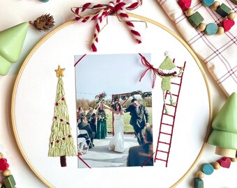 Photoframe Embroidery Step By Step Beginner Embroidery Pattern Photo Frame 4x6 Embroidery Photo Frame Christmas Beginner HandEmbroidery Hoop