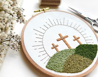 Christian Embroidery Easter Hoop Pattern Christian DIY Embroidery Easter Crafts Embroidery Beginner DIY Printable Holy Week Easter Activity