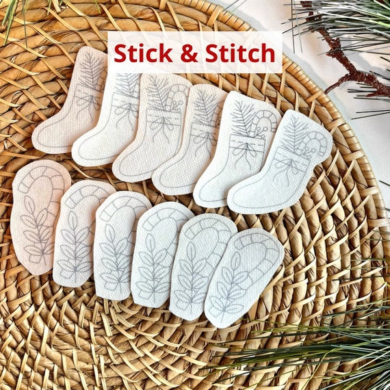 Christmas Stick and Stitch Embroidery Designs Washaway Embroidery Stabilizer  Multiple Designs Rinse With Water Embroidery Kit Water Soluble 