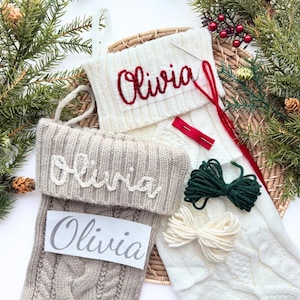 Embroidery Christmas Stocking Kit, Name Stick and Stitch, DIY Hand Embroidery Christmas Patterns, Hand Stitch Christmas Gift Stocking