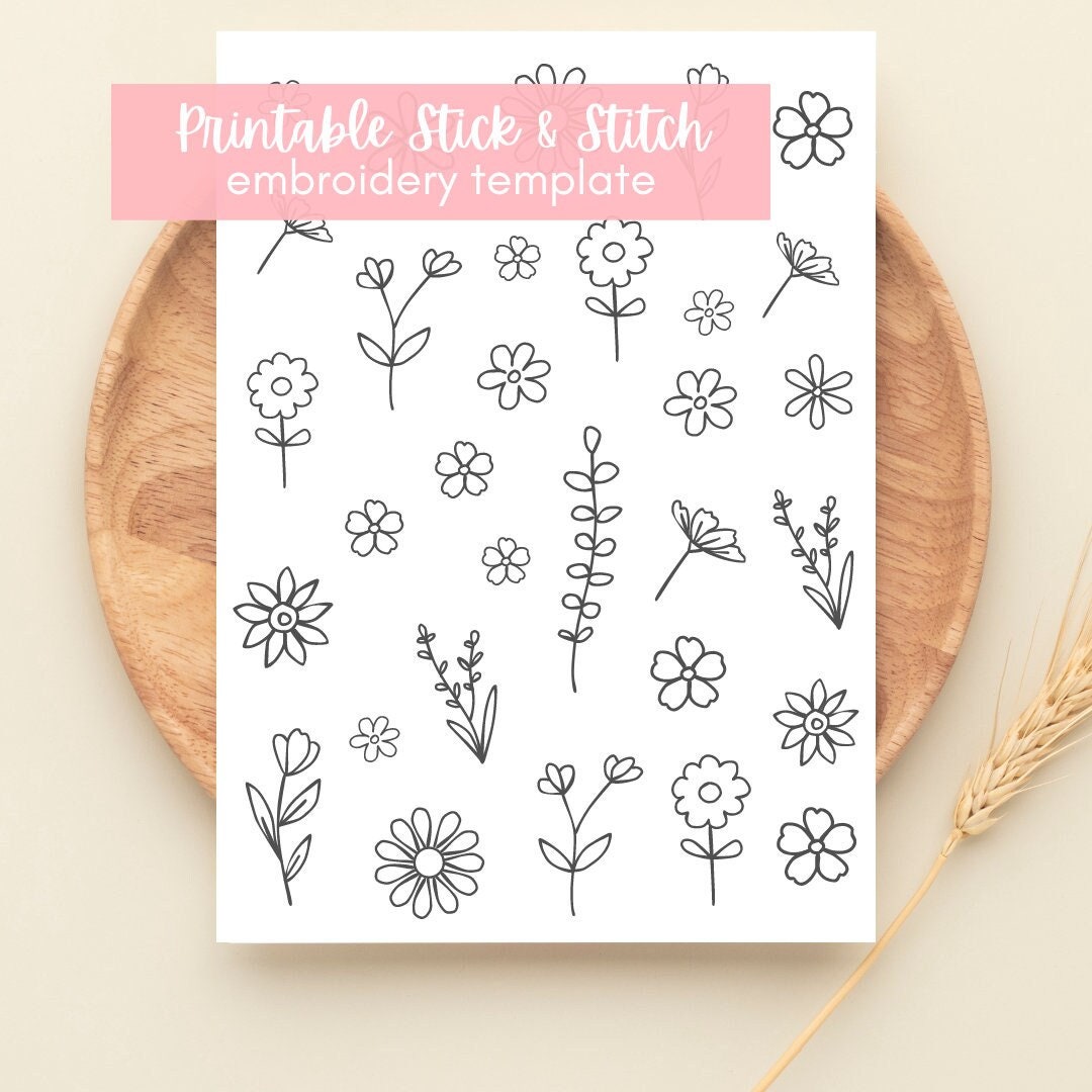 Printable Stick and Stitch Embroidery Flower Designs Hand Embroidery Flowers Pattern Embroidery ...