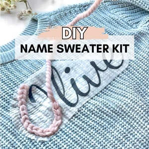 DIY Name Sweater Kit Embroidery Personalized Stick and Stitch Embroidery Baby Custom Gift Sweater HandEmbroidery DIY Gift Baby Shower Gift