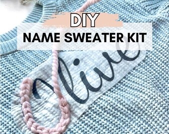 DIY Name Sweater Craft Kit Embroidery Personalized Stick and Stitch HandEmbroidery Crafts Kits Sweater HandEmbroidery Baby Shower DIY-Kit