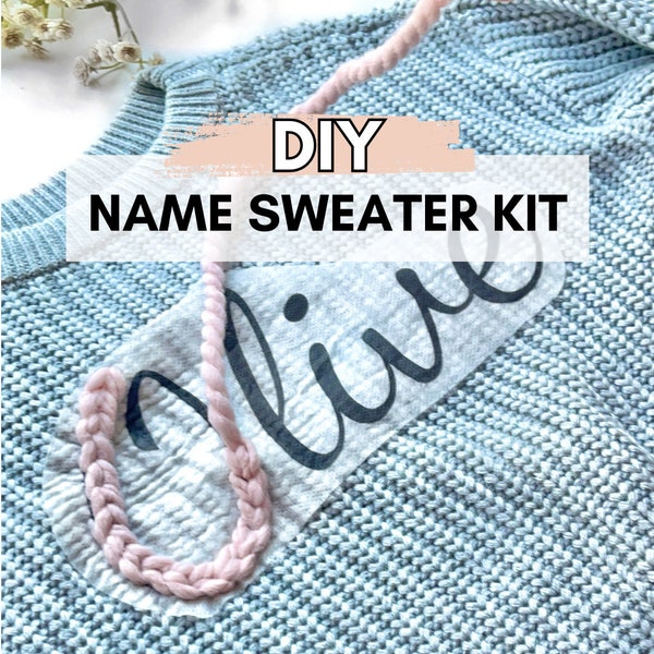 DIY Name Sweater Craft Kit Embroidery Personalized Stick and Stitch HandEmbroidery Crafts Kits Sweater HandEmbroidery Baby Shower DIY-Kit